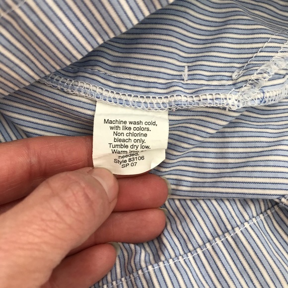 J. Crew Top Blue White Striped - Small 3/4 sleeve - Picture 6 of 7